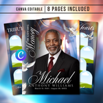 Funeral Program Canva Template | Heavenly Dove Memorial Theme | 8 Page Memorial Booklet