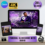 Purple Funeral Slideshow Template, Celebration of Life (Canva, 30 Slides, MP4)