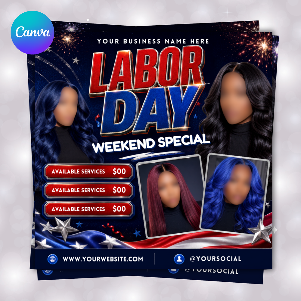 Labor Day Booking Flyer, Digital Instant Download, Canva Editable Template
