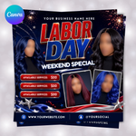 Labor Day Booking Flyer, Digital Instant Download, Canva Editable Template