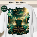 Memorial PNG, Green & Gold Heaven Background, Stairs to Heaven, Funeral Shirt Design (Instant Download)