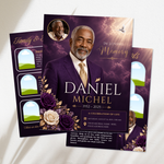 Purple & Gold Funeral Program Template: 8-Page Memorial (Canva PDF)