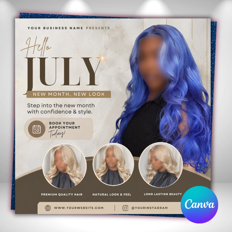 July Booking Flyer, Now Booking July, July 4th Flyer, Hair Braid Lash Brow Flyer, Fourth of July, Books Open, DIY Canva