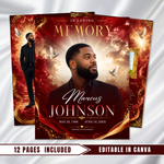 Red & Gold Funeral Program Template: 8-Page Memorial (Canva PDF)