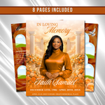 Orange Roses Funeral Program Template: 8-Page Memorial (Canva PDF)