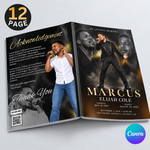 Black & Gold Funeral Program Template: 12-Page Memorial (Canva PDF)