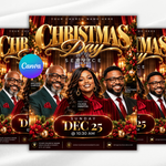 Christmas Sunday Church Flyer Template-Editable Canva-Holiday Celebration Event Graphics-Worship Service-Community Church Gala-Modern Design