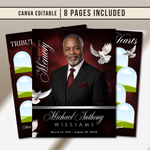 Red Funeral Program Canva Template | Red Theme | 8 Page Memorial Booklet