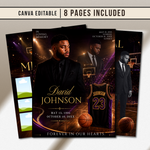 Basketball Funeral Program Canva Template |8 Page Memorial Booklet