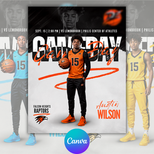 Game Day Basketball Flyer Template, Match Day Flyer, Sports Party Invitation, Basketball Event Flyer, Digital Download, Canva Editable