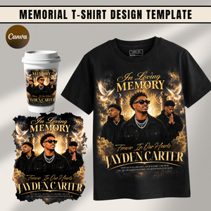 Memorial T-Shirt Canva Template, Heavenly In Loving Memory, Celebration of Life Design