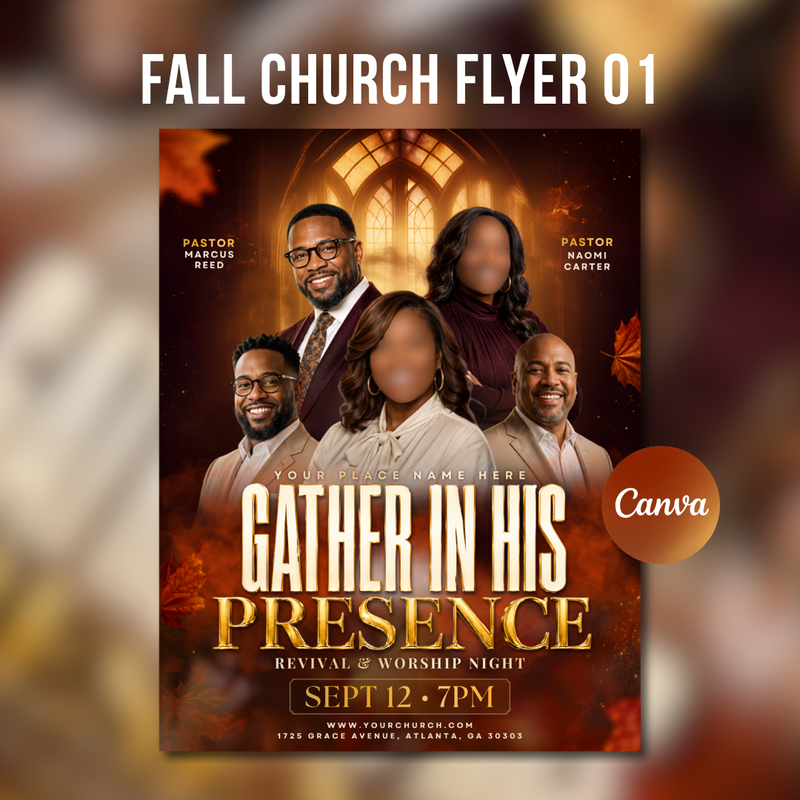 Fall Church Flyer, Autumn Revival, Worship Service, Editable Event Poster, Ministry Template, Guest Speaker (Instant Download)