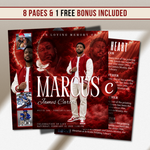 Red Funeral Program Canva Template | Red Theme | 8 Page Memorial Booklet (8.5 x 11 in)
