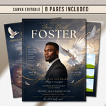 Elegant Funeral Program Canva Template | sky Theme | 8 Page Memorial Booklet