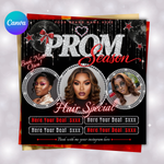 Prom Booking Flyer, Prom Szn Special Flyer, Prom Season Special Deal Flyer, Homecoming Flyer, MUA Lashes Nails Hair Braids wig Flyer, canva