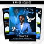 Blue and Black Funeral Program Template: 8-Page Memorial (Canva PDF)