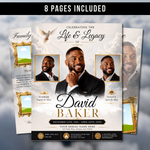 White & Black Funeral Program Template: 8-Page Memorial (Canva PDF)