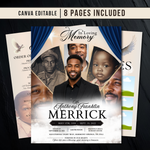 Elegant Funeral Program Canva Template |  8 Page Memorial Booklet