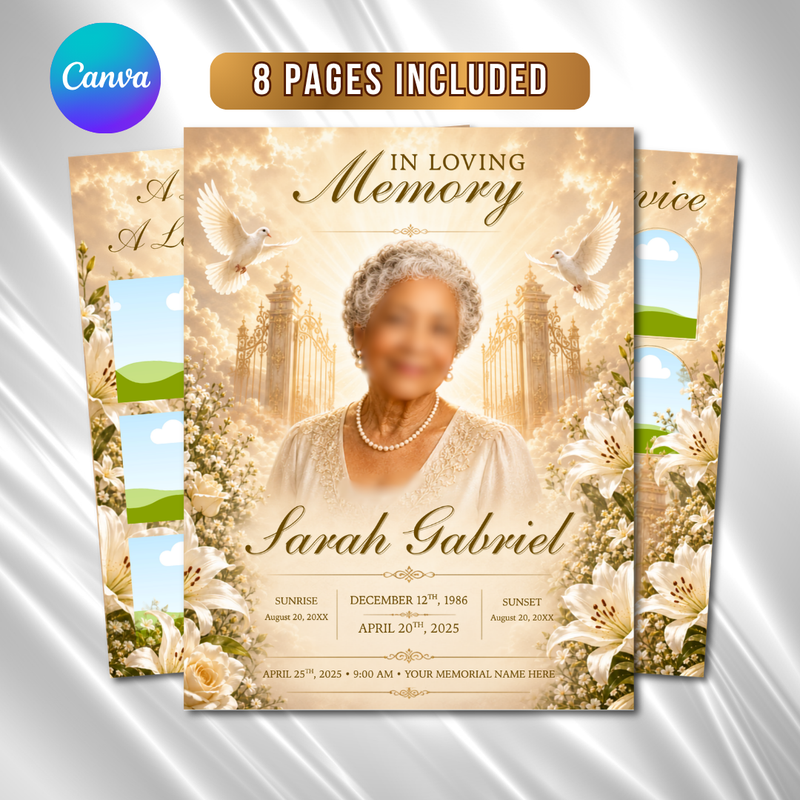Funeral Program Template: 8-Page Memorial Program