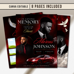 Red Funeral Program Canva Template | Red Theme | 8 Page Memorial Booklet