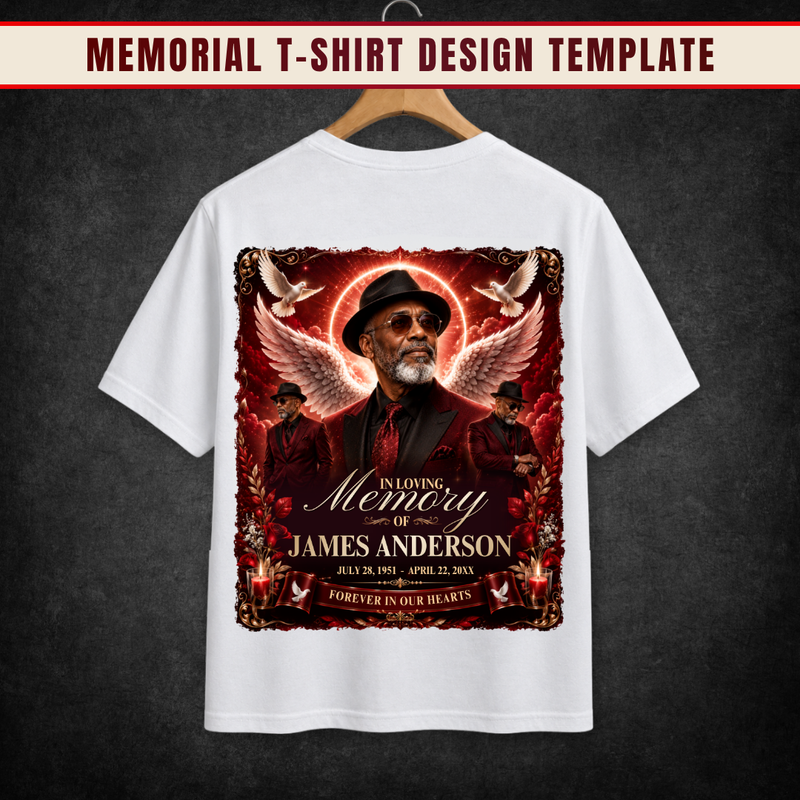 Memorial T-Shirts Template, In Loving Memory, Funeral Background, Funeral Celebration, Canva