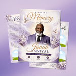 White & Purple Roses Funeral Program Template, Memorial Obituary (Canva Template)