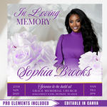 Purple Funeral Announcement Flyer: Editable Canva Template (Digital Download)