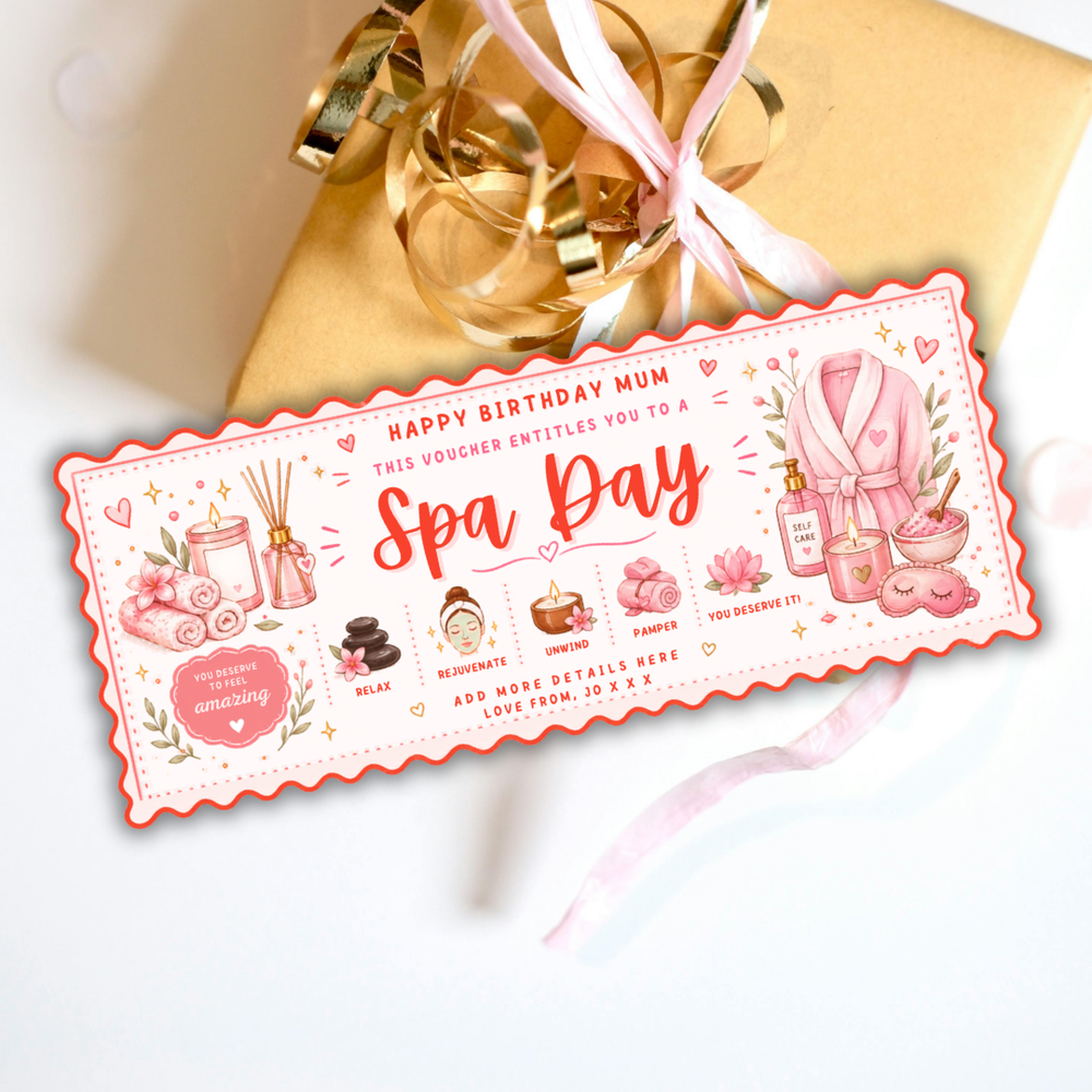 Canva Editable Spa Voucher, Printable Gift Certificate, Digital Spa Gift Card, Instant Download Template