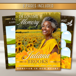 Yellow Gold Funeral Program Template: 8-Page Memorial Program
