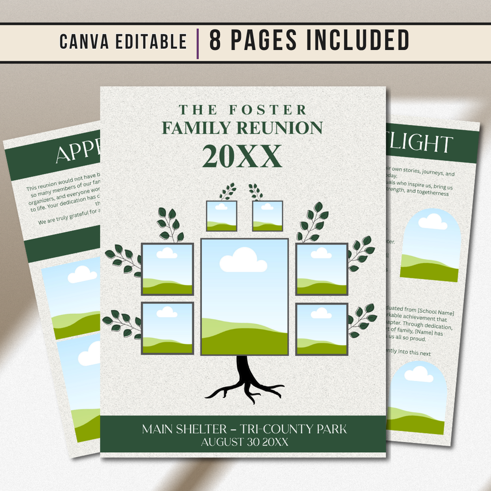 Family Reunion Program Template: Editable 8-Page Keepsake Booklet (PDF Download)