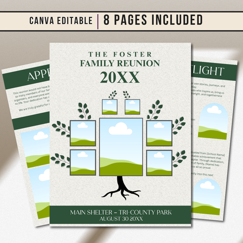 Family Reunion Program Template: Editable 8-Page Keepsake Booklet (PDF Download)