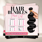 Hair Price List Flyer, Wig Install Flyer, Hair Bundles Social Media Canva Template, Hair Stylist Booking Flyer