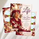 Red Roses Funeral Program Template, Memorial Obituary (Canva Template)