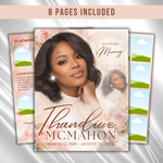 8 Page Pink Funeral Program Template for Women, 8.5 x 11 Obituary Template, Blush Rose Celebration of Life Memorial Program, Canva Template
