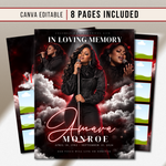 Red & Cloud Funeral Program Canva Template | Red Theme | 8 Page Memorial Booklet