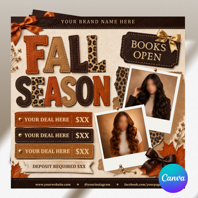 September Booking Flyer, Fall Booking Flyer, September Books Open Flyer, Hair Nails Wig Install Flyer, Salon Flyer, Editable Canva Template