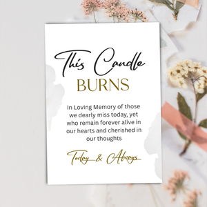 Memorial Table Sign, This Candle Burns Template (Digital Download)