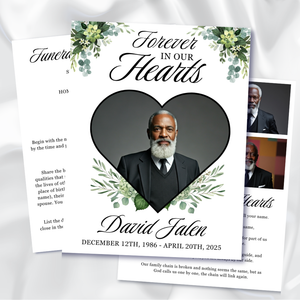 Funeral Program Template, Memorial Obituary (Canva Template)