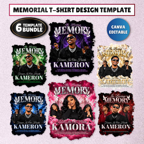 Memorial T-Shirt Templates – 6 Heavenly Designs – editable Canva template, main preview