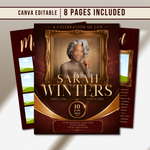 Elegant Funeral Program Canva Template | Brown Gold Theme | 8 Page Memorial Booklet