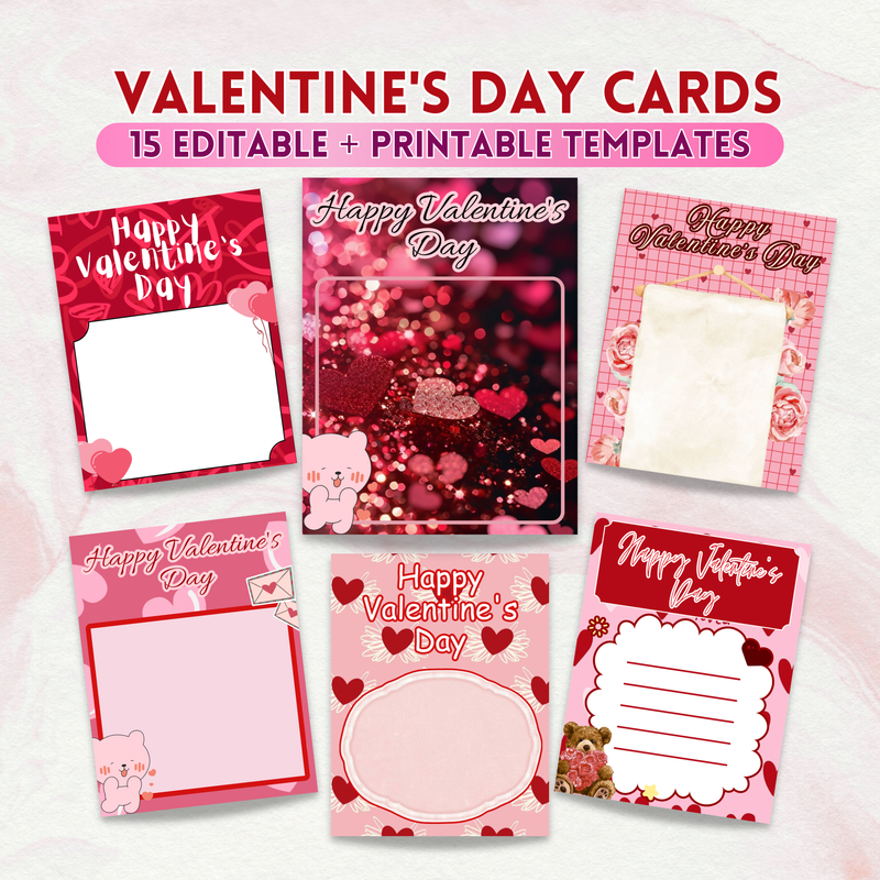 Editable Valentine's Day Card Templates: DIY Gift Card (Canva)