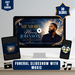 Blue & Gold Memorial Slideshow – 30-Slide Canva Video – main preview