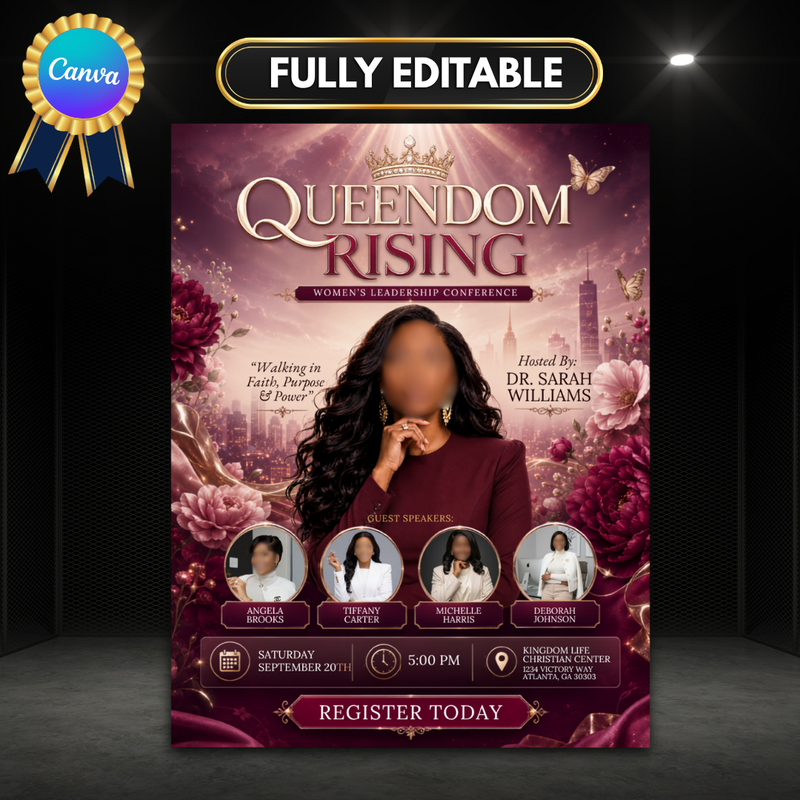 Women's Conference Flyer Template, Ministry Event Poster, Editable Canva Design