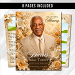 Orange Roses Funeral Program Template: 8-Page Memorial (Canva PDF)