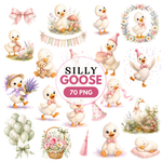 Pink Goose Watercolor Clipart Bundle, Baby Shower Graphics (70 PNG Files)
