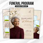 Burgundy & Gold Funeral Program Template, 8-Page Memorial (Canva, PDF)