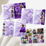 Purple Roses Funeral Program Template, Memorial Obituary (Canva Template)