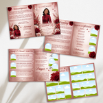 White & Red Roses Funeral Program Template, Memorial Obituary (Canva Template)