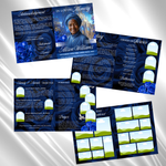 Blue Floral Funeral Program Template, 8-Page Memorial (Canva, PDF)