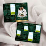 Emerald Green Wedding Program Template, 4-Page Bi-Fold Ceremony Booklet (Digital Download)